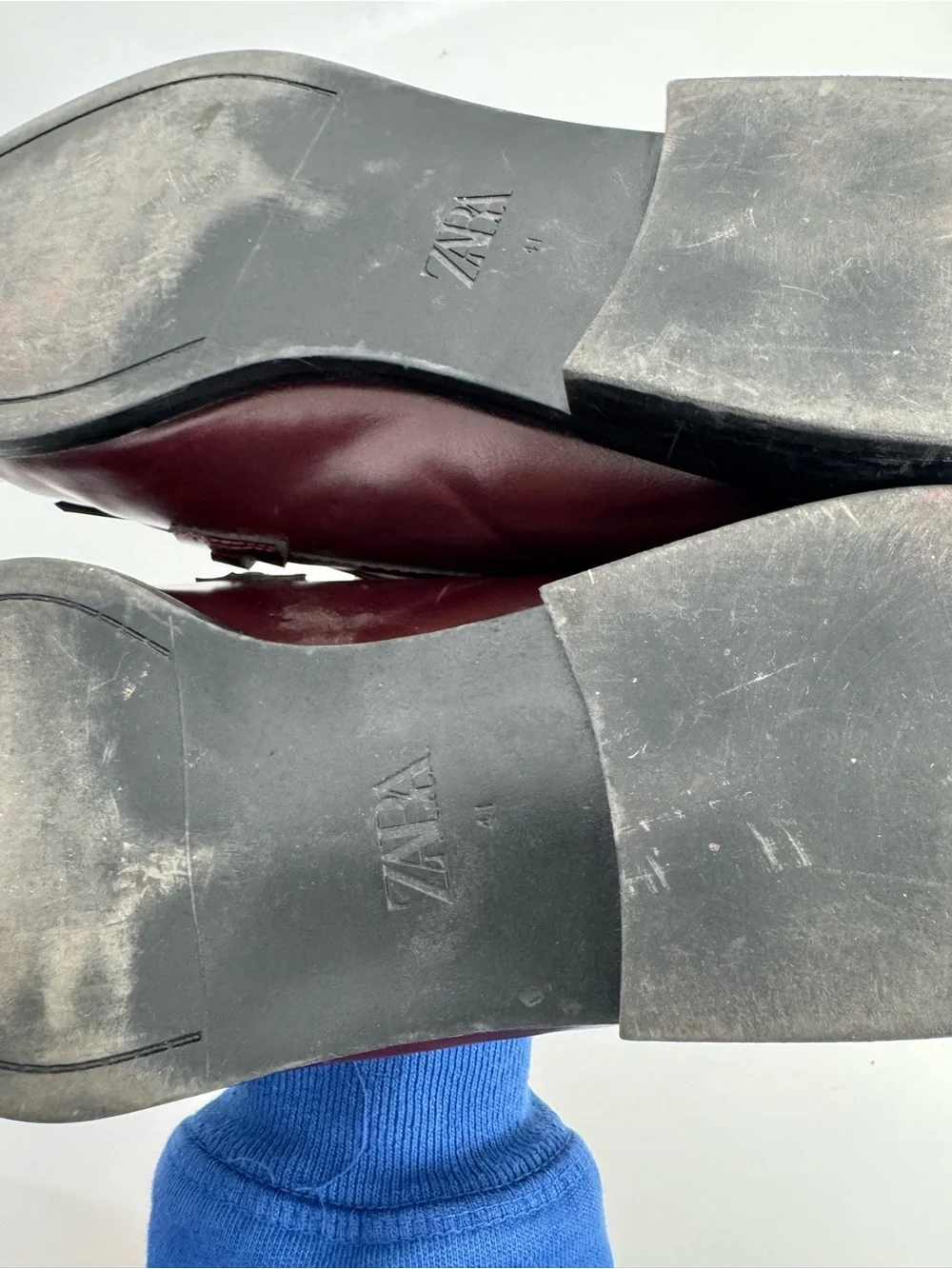 ZARA Burgundy Faux Leather Tassel Bit Loafers - Size EU 41